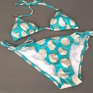 VICTORIAS SECRET Bikini Swimsuit Blue/Gold Swirl